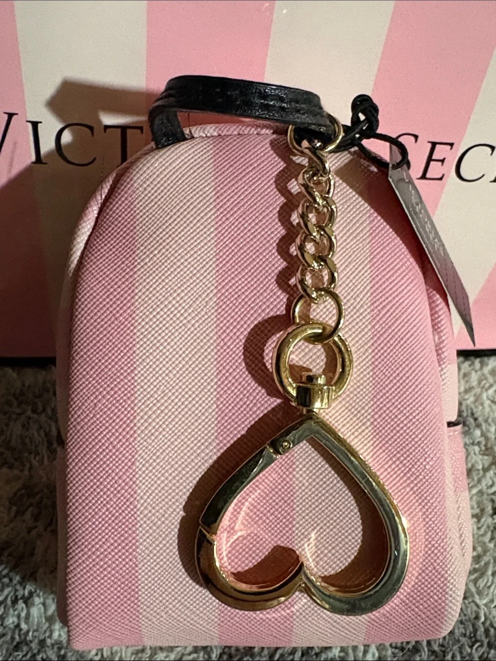 Victoria's Secret Pink Mini Backpack Bag Charm Cherry & 'Love' Graphic